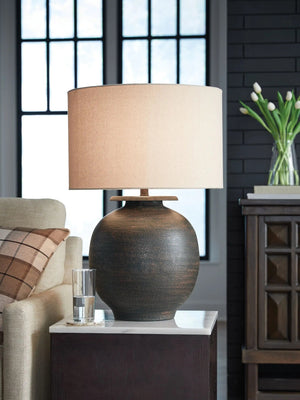Carlenbury - Metal Table Lamp - Antique Brown - Best Buy Furniture
