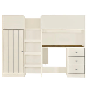 Loft Bed With Built In Wardrobe, Desk, Shelves, And Drawers