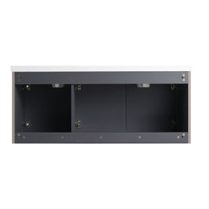 Contemporary Wall Mounted Bathroom Vanity With Resin Double Sink
