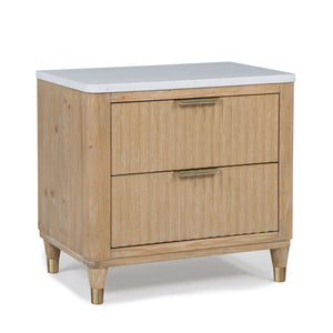 Nightstand With Accented Hardware - Natural Wood