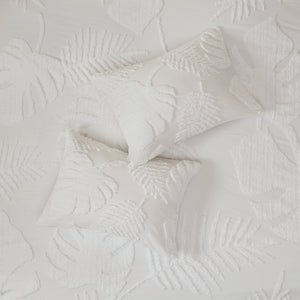 Full/Queen 3 Piece Tufted Cotton Chenille Palm Duvet Cover Set