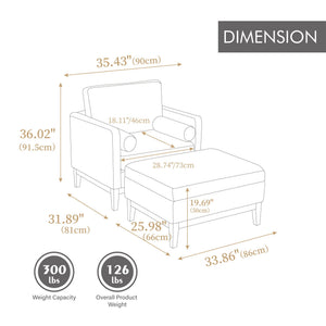Oversized 360 Degree Swivel Barrel Accent Chair And Ottoman Set With Storage