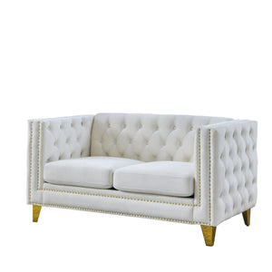 Upholstered Couch Sofa With Button Tufting For Living Room