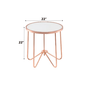 Alivia Frosted Glass & Rose Gold Round Table