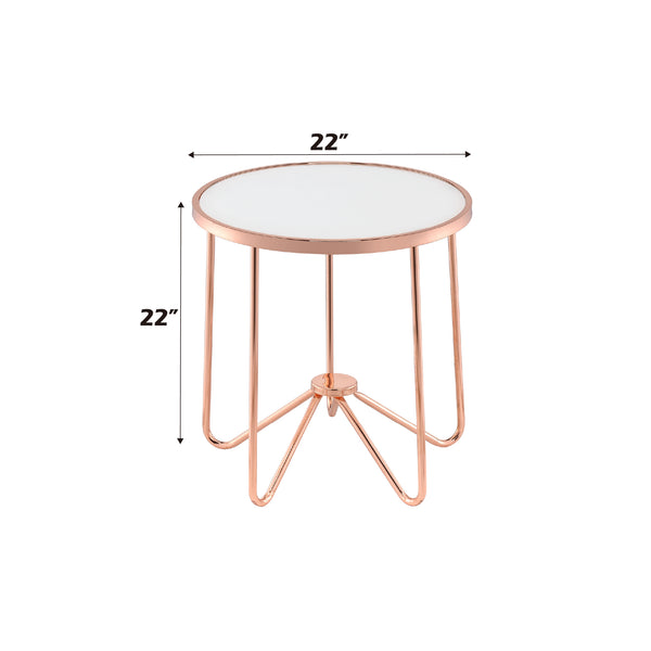 Alivia Frosted Glass & Rose Gold Round Table
