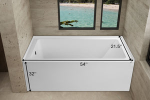 54" x 32" Alcove Bathtub – Acrylic Soaking Tub with Integral Apron