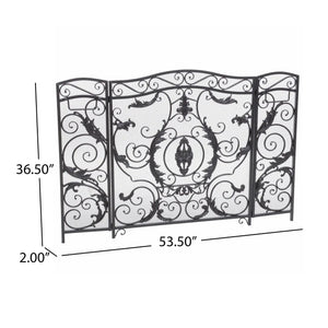 Mariella - Traditional Floral Iron Fireplace Screen With Ornate Design - Best Buy Furniture