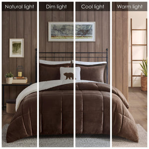 Full/Queen Plush to Sherpa Down Alternative Comforter Set