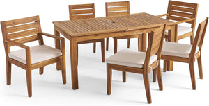 Outdoor 6-Seater Acacia Wood Expandable Dining Set