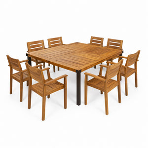 9-Piece Acacia Wood Outdoor Dining Set