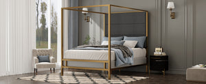 Modern Gold Metal Canopy Bed