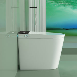Compact Smart Toilet with Built-in Bidet Seat and Modern Tankless Design