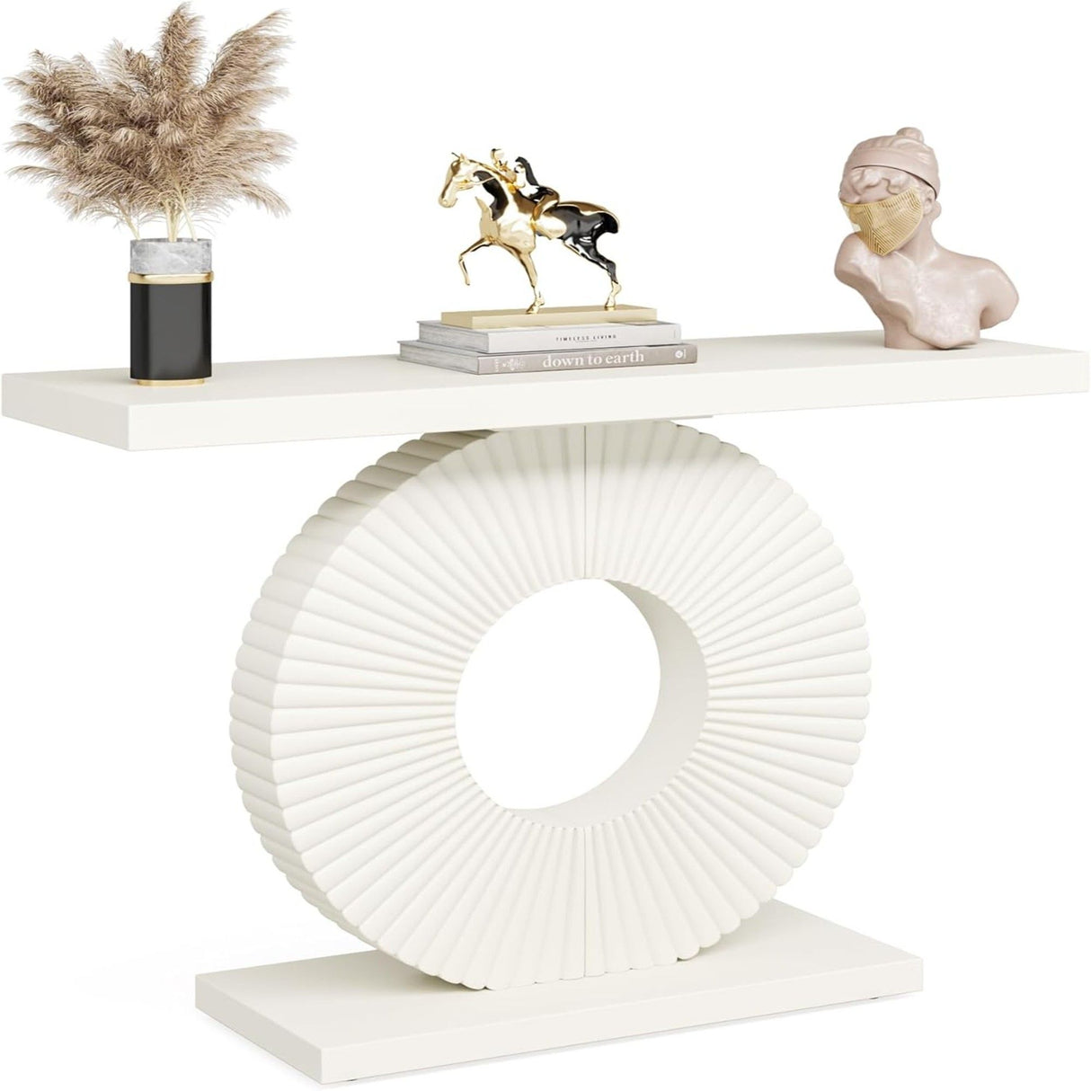 Modern Console Table With Sculptural Geometric Base