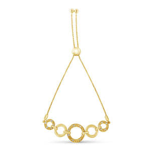 10K Yellow Gold over .925 Sterling Silver Diamond Accented Graduated Infinity Open Circle 6â€-9â€ Adjustable Bolo Bracelet