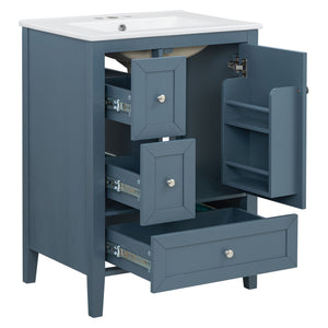 Modern Bathroom Vanity With Sink, Soft Close Drawers & Door, Storage Rack