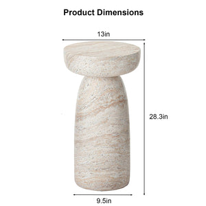 Natural Stone Grain Mushroom Shape Side Table