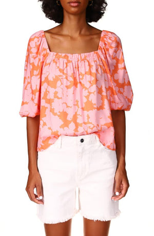 Sanctuary Floral Square Neck Top - Melon