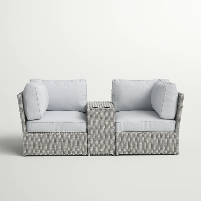 Outdoor Wicker Loveseat with Cushions - Gray or Dark Brown