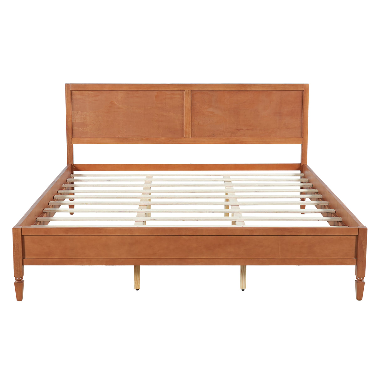King Size Wood Platform Bed Frame with Classic Panel Headboard