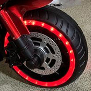 Kids 12V Motorcycle With Training Wheels, Manual Throttle, And Lighting Wheels For Boys And Girls Ages 3-6 - Red