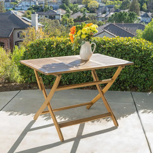 Blissique - Outdoor Foldable Wood Dining Table With Slat Design - Best Buy Furniture