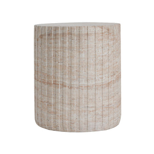 Elegant Outdoor / Indoor Lightweight Concrete Side Table With Travertine - Beige