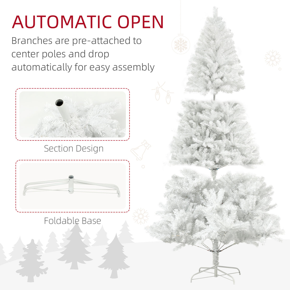 HOMCOM 6ft Tall Artificial Christmas Tree