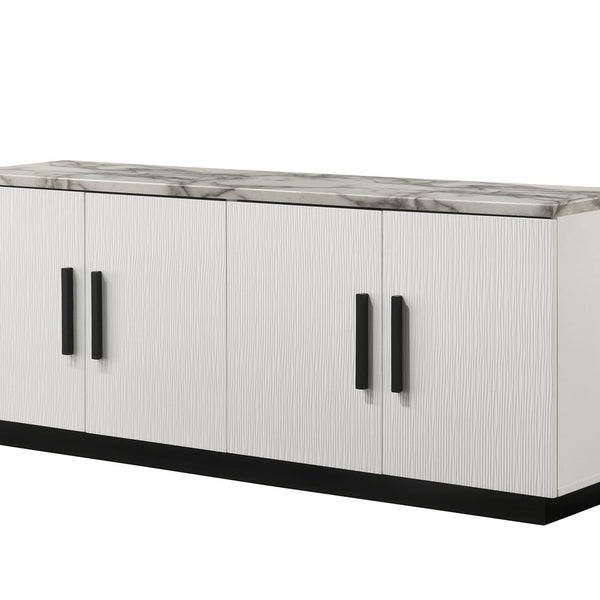 Matilda Cabinet Console Table with White Faux Marble Top