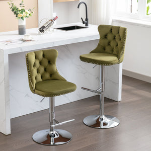 Swivel Barstools Adjusatble Seat Height From 25-33", Modern Upholstered Base Bar Stools With Backs Comfortable Tufted For Home Pub And Kitchen Island (Set of 2)