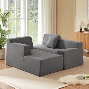 Modern Minimalist L-Shaped Corduroy High Back Sofa