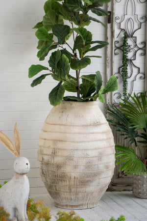 22.4x22.4x30.5" Large Magnesium Flower Pot with Weathered Finish