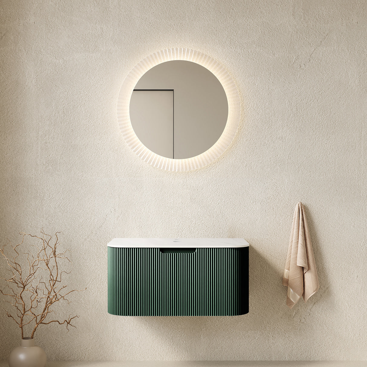 DINA 30" Wall Mounted Plywood Cabinet with Carrara