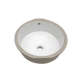 Ceramic Round Undermount Bathroom Sink With Overflow, European Style - White
