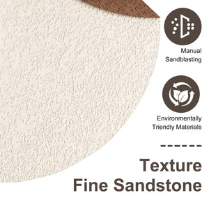 Adjustable 3 Color LED Sandstone Double Disc Wall Art With Simulated Greenery, Vase & Rabbit Statue - Light Coffee