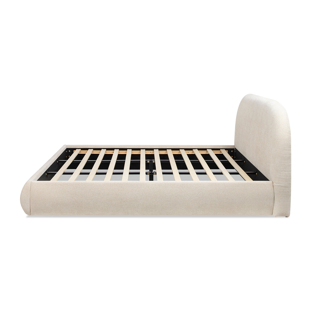 Archie Puffy Grounded Upholstered Platform Bed - Oatmeal Light