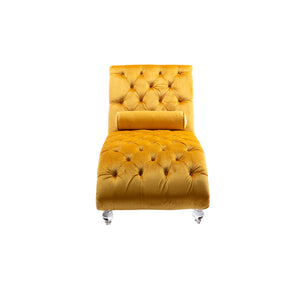 Chaise Lounge Indoor, Button Tufted Upholstered Chaise Lounge Chair With Pillow