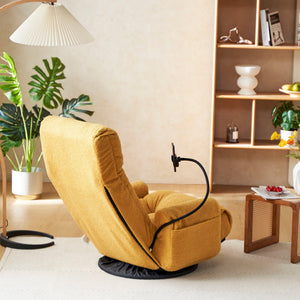 Adjustable Swivel Lounge Chair With 360 Degree Rotating Seat And Headrest Support