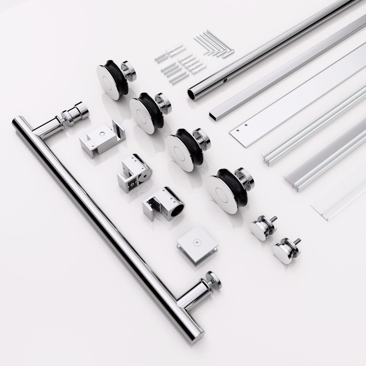 Frameless Single Sliding Shower Door With Clear Tempered Glass