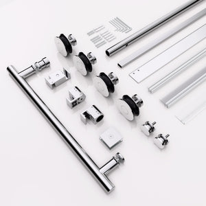 Frameless Single Sliding Shower Door With Clear Tempered Glass