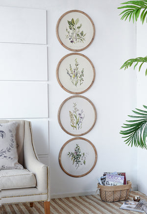 S/4 D19.7" Flora Print Round Frame