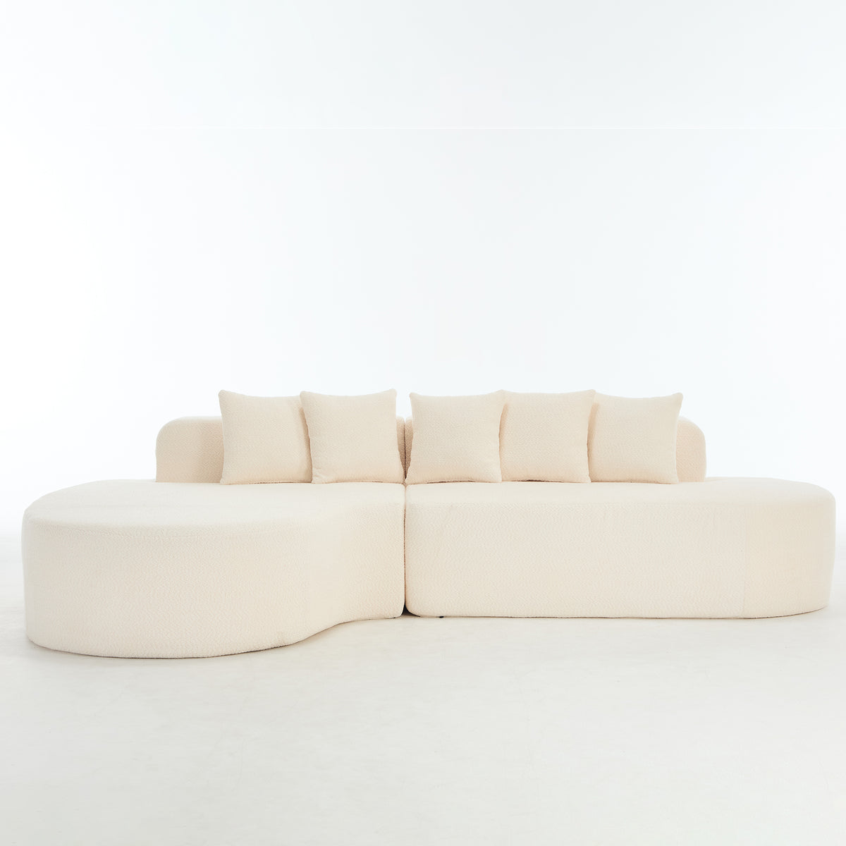 110.2'' Curved Sectional Sofa with 5 Pillows - Ivory