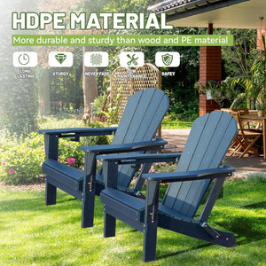 Adirondack Chairs Set of 2 - HDPE Plastic Outdoor Chairs