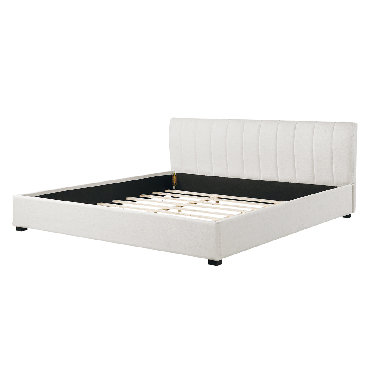 King Size Upholstered Bed Frame with Linen Blend Fabric