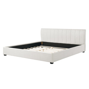King Size Upholstered Bed Frame with Linen Blend Fabric