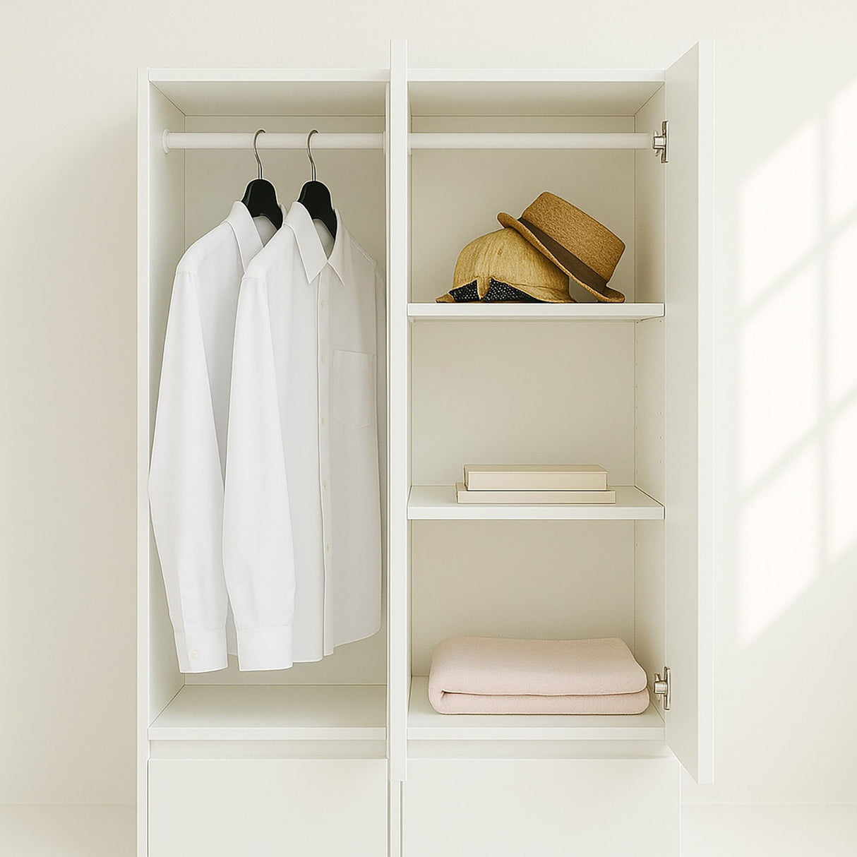 Elise - Modular Closet System With Mirror, Customizable Storage Solution - White