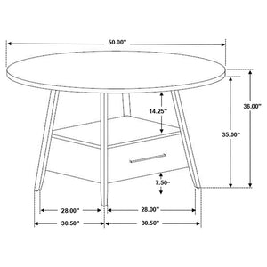 Arunda Yukon - Round Counter Height Dining Table With Pedestal Base And Built In Drawer - Oak