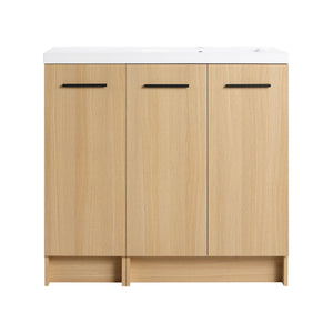 Wall Mounted Floating Bathroom Vanity With Sink, 3 Door Modular Cabinet