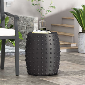 Outdoor End Table With Outstanding Studded Design - Matte Black - Best Buy Furniture