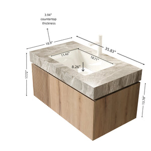 MURI 36" Bathroom Vanity with Sink, Floating Wall-Mounted Cabinet
