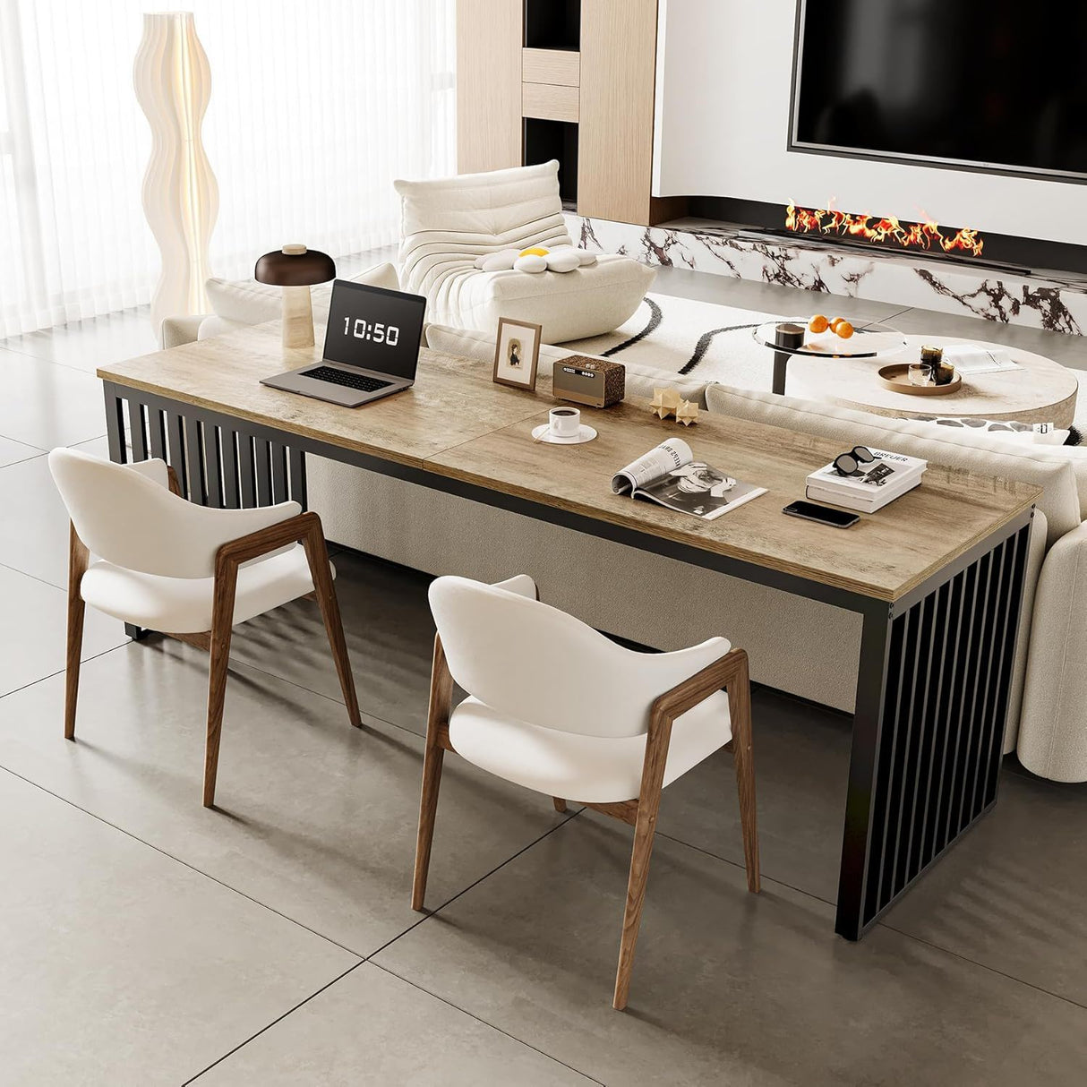 Double Computer Desk For 2 Person, Extra Long Workstation
